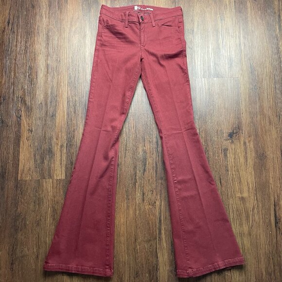Level 99 Jeans Flare Boot Cut Retro Low Rise Red Color Sz 28 - Picture 1 of 11